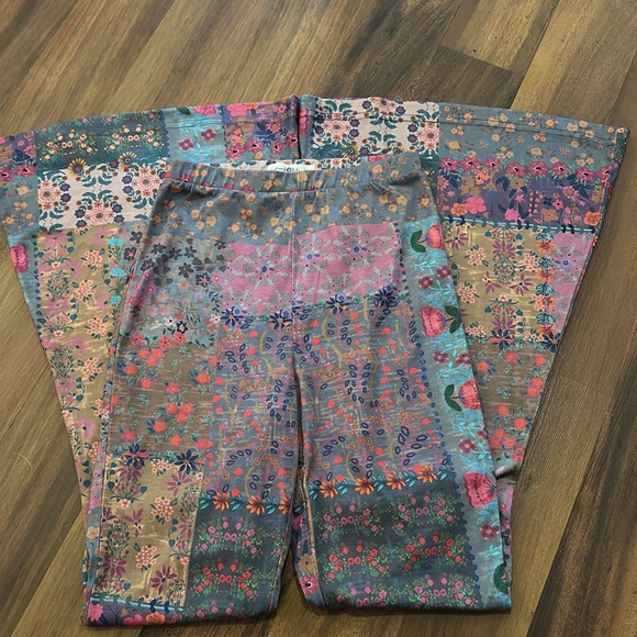 Natural Life Floral Paisley Boho Flare Wide Bell Bottom Leggings Pant Size XS - Picture 5 of 8